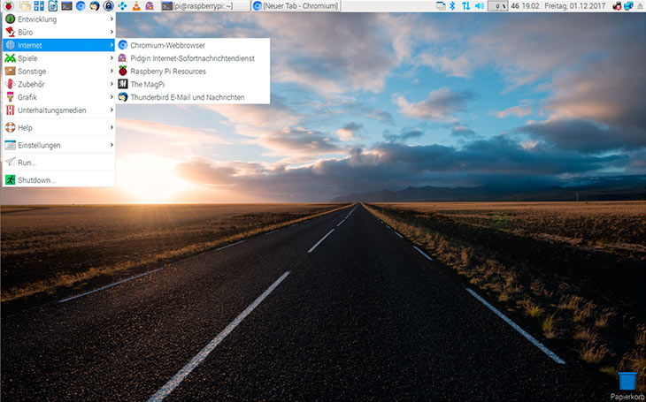 Desktop des Raspberry Pi